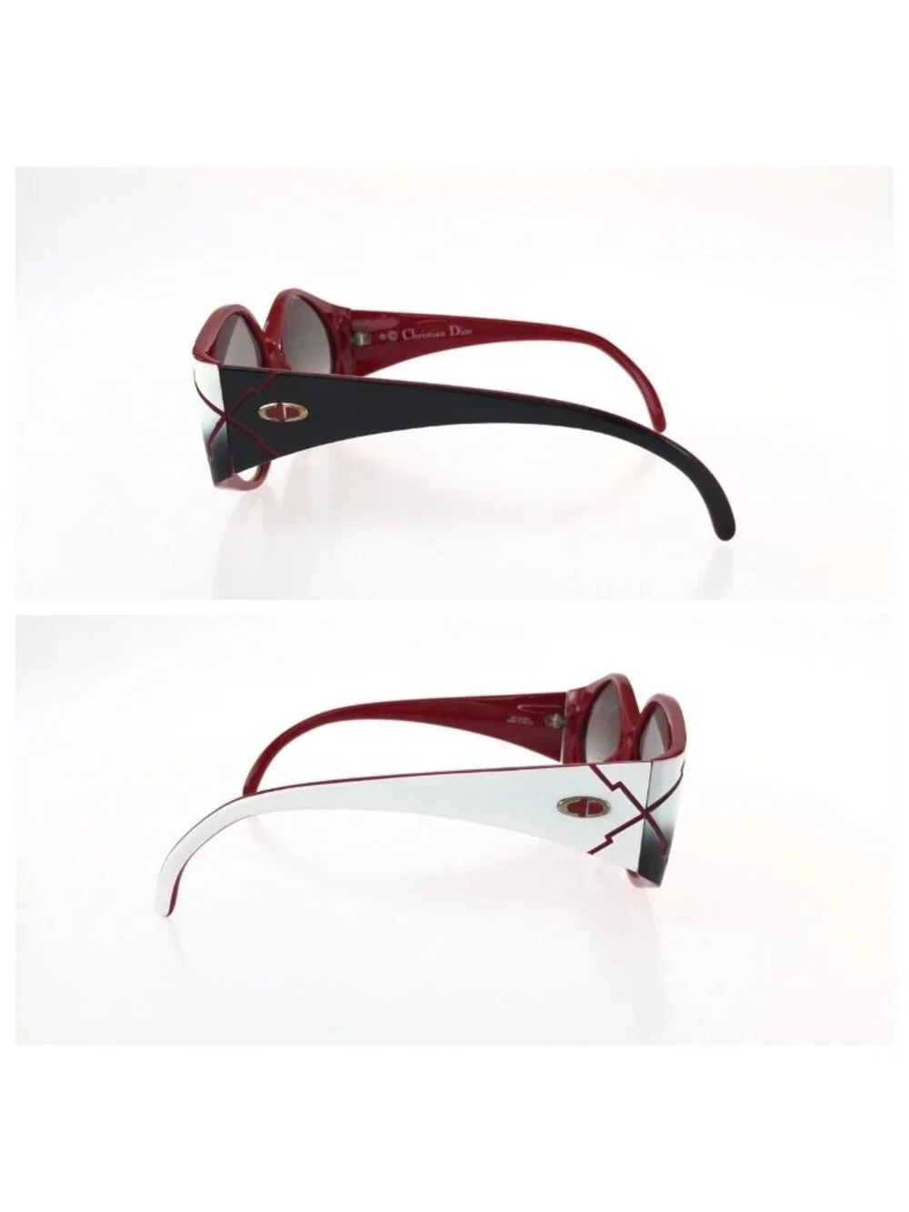 Dior Vintage Bicolor Gradient White Gray Red Sunglasses Eyewear